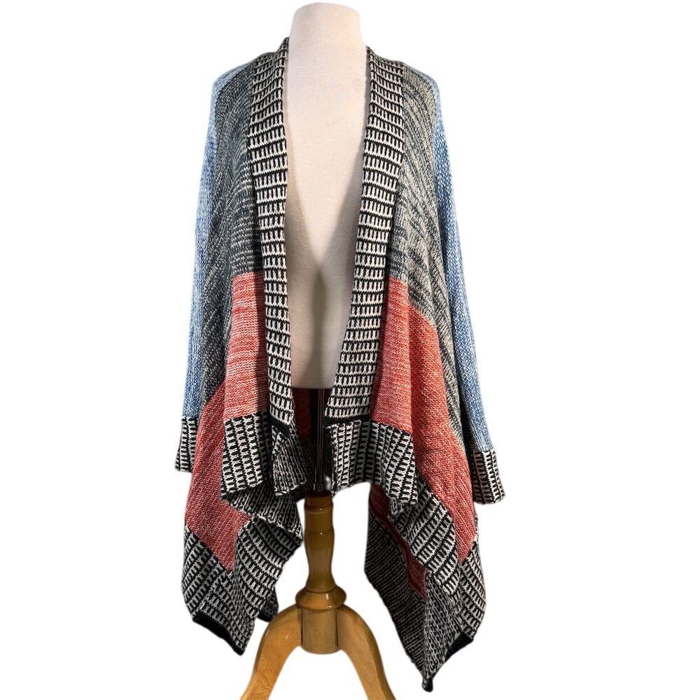Zara Women's Multicolor Oversized Patchwork Poncho Size M Fall - Picture 2 of 12